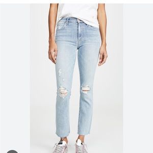 Mother Rascal Ankle Snippet in Super Blast From The Past Fray Crop Jeans…